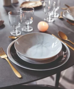 Luminarc 6 Assiettes Creuses Grises Effet Marbré 20cm 9 Luminarc 6 Assiettes Creuses Grises Effet Marbré 20cm -Chef&Sommelier-boutique 6 assiettes creuses grises effet marbre 20cm 2
