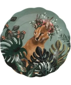 Maisons Du Monde Assiette à Dessert En Faïence Multicolore Motif Tropical Et Lynx - Lot De 6 -Chef&Sommelier-boutique assiette a dessert en faience multicolore motif tropical et lynx 1000 15 20 217853 1