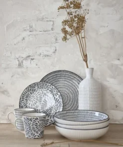 Maisons Du Monde Assiette à Dessert En Grès Blanc Motifs Graphiques Bleus - Lot De 4 -Chef&Sommelier-boutique assiette a dessert en gres blanc motifs graphiques bleus 1000 0 6 193239 3