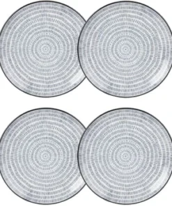 Maisons Du Monde Assiette à Dessert En Grès Blanc Motifs Graphiques Bleus - Lot De 4 -Chef&Sommelier-boutique assiette a dessert en gres imprime traits bleus ischia 1000 4 8 190166 4 1