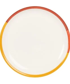 Maisons Du Monde Assiette à Dessert En Grès Jaune, Rouge, Et Beige - Lot De 6