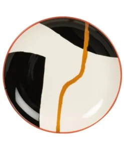 Maisons Du Monde Assiette à Dessert En Grès Noir, Jaune, Rouge Et Beige
