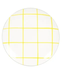 Maisons Du Monde Assiette à Dessert En Porcelaine Motifs à Carreaux Jaunes - Lot De 6