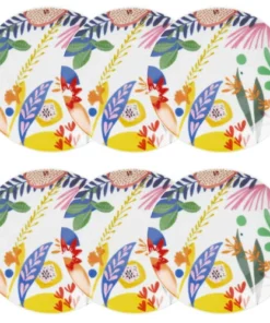 Maisons Du Monde Assiette à Dessert En Porcelaine Multicolore Imprimée - Lot De 6