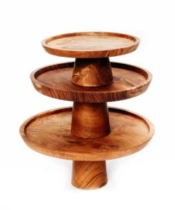 Bazar Bizar Assiette à Gâteau Large En Bois De Teck -Chef&Sommelier-boutique assiette a gateau large en bois de teck 4