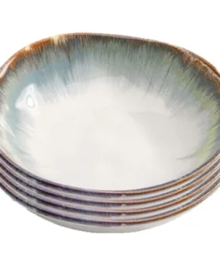 Kare Design Assiette Creuse En Céramique Blanche Et Bleue D20 - Lot De 4