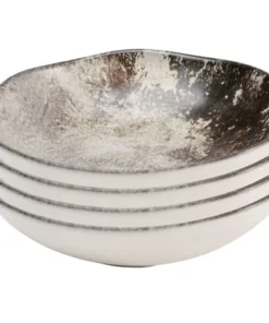 Kare Design Assiette Creuse En Céramique Marron Et Beige D19 - Lot De 4