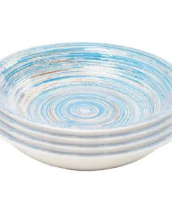 Kare Design Assiette Creuse En Grès Bleu D21 - Lot De 4