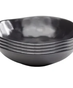 Kare Design Assiette Creuse En Grès Noir D20 - Lot De 4
