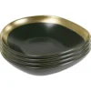 Kare Design Assiette Creuse En Grès Vert Foncé Et Doré D19 - Lot De 4 -Chef&Sommelier-boutique assiette creuse en gres vert fonce et dore d19 lot de 4