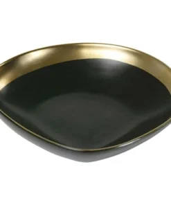Kare Design Assiette Creuse En Grès Vert Foncé Et Doré D19 - Lot De 4 -Chef&Sommelier-boutique assiette creuse en gres vert fonce et dore d19 lot de 4 2