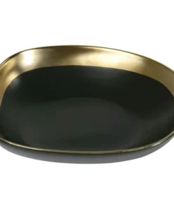 Kare Design Assiette Creuse En Grès Vert Foncé Et Doré D19 - Lot De 4 -Chef&Sommelier-boutique assiette creuse en gres vert fonce et dore d19 lot de 4 3