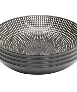 Kare Design Assiette Creuse En Porcelaine Noire Et Blanche D20 - Lot De 4