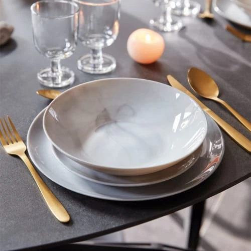 Luminarc Assiette Creuse Grise Effet Marbré 20 Cm 4 Luminarc Assiette Creuse Grise Effet Marbré 20 Cm – Image 2