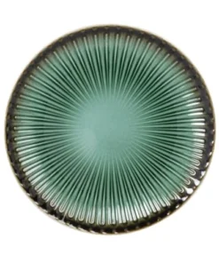 Maisons Du Monde Assiette Dessert En Grès à Relief Vert Et Contour Marron - Lot De 4 -Chef&Sommelier-boutique assiette dessert en gres a relief vert et contour marron 1000 10 32 228320 2