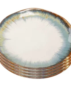 Kare Design Assiette En Céramique Blanche Et Bleue D20 - Lot De 4