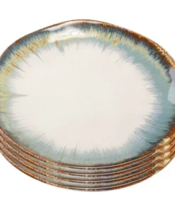 Kare Design Assiette En Céramique Blanche Et Bleue D26 - Lot De 4