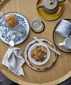 Bloomingville Assiette En Céramique Bleue D15cm - Lot De 3 -Chef&Sommelier-boutique assiette en ceramique bleue d15cm lot de 3 2