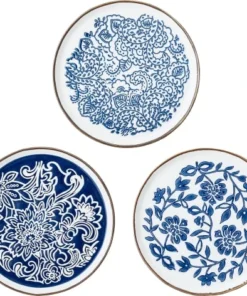 Bloomingville Assiette En Céramique Bleue D15cm - Lot De 3