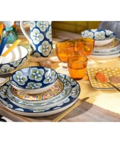 Korb Assiette Plate à Motifs Bleu Foncé -Chef&Sommelier-boutique assiette plate a motifs bleu fonce 1