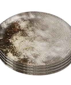 Kare Design Assiette Plate En Céramique Marron Et Beige D20 - Lot De 4