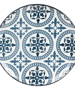 Maisons Du Monde Assiette Plate En Faïence Bleue Et Blanche Motifs Graphiques - Lot De 6 -Chef&Sommelier-boutique assiette plate en faience bleue et blanche motifs graphiques 1000 13 33 205033 1