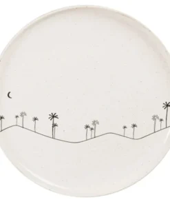 Maisons Du Monde Assiette Plate En Grès Beige Motifs Palmiers Noirs - Lot De 6