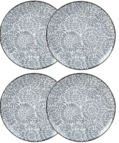 Maisons Du Monde Assiette Plate En Grès Blanc Motifs Graphiques Bleus - Lot De 4 -Chef&Sommelier-boutique assiette plate en gres blanc motifs graphiques bleus ischia 1000 16 5 193238 4