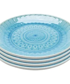 Kare Design Assiette Plate En Grès Bleu D21 - Lot De 4