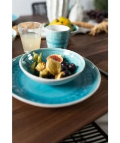 Kare Design Assiette Plate En Grès Bleu D27 - Lot De 4 -Chef&Sommelier-boutique assiette plate en gres bleu d27 lot de 4 1