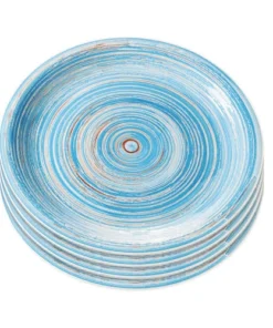 Kare Design Assiette Plate En Grès Bleu D27 - Lot De 4