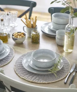 Maisons Du Monde Assiette Plate En Grès Gris Clair - Lot De 6 -Chef&Sommelier-boutique assiette plate en gres gris clair 1000 13 21 207481 3