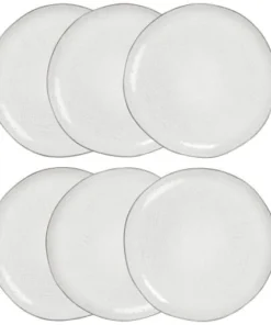 Maisons Du Monde Assiette Plate En Grès Gris Clair - Lot De 6