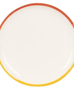 Maisons Du Monde Assiette Plate En Grès Jaune, Rouge, Et Beige