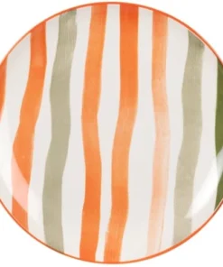Maisons Du Monde Assiette Plate En Grès Motifs Traits Multicolores