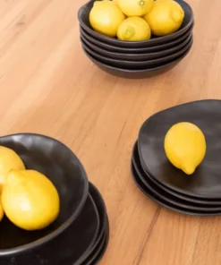 Kare Design Assiette Plate En Grès Noir D26 - Lot De 4 -Chef&Sommelier-boutique assiette plate en gres noir d26 lot de 4 1