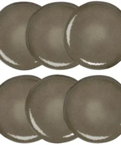 Maisons Du Monde Assiette Plate En Grès Vert - Lot De 6