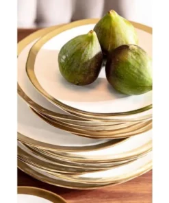 Kare Design Assiette Plate En Porcelaine Blanche Et Dorée D25 -Chef&Sommelier-boutique assiette plate en porcelaine blanche et doree d25 4