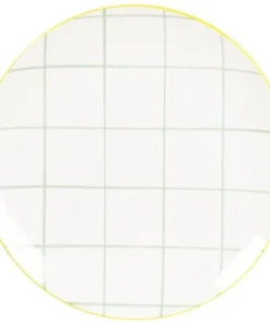 Maisons Du Monde Assiette Plate En Porcelaine Motifs à Carreaux Verts - Lot De 6