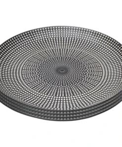 Kare Design Assiette Plate En Porcelaine Noire Et Blanche D26 - Lot De 4