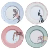 Yvonne Ellen Assiettes Animaux En Porcelaine D27cm - Lot De 4