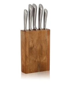 OGO Living Bloc à Couteau Et 5 Couteaux En Acacia Et Inox