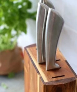OGO Living Bloc à Couteau Et 5 Couteaux En Acacia Et Inox -Chef&Sommelier-boutique bloc a couteau et 5 couteaux en acacia et inox 5