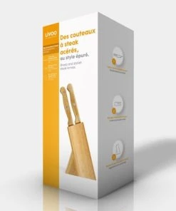 LIVOO Bloc De 6 Couteaux à Steak En Bois Beige -Chef&Sommelier-boutique bloc de 6 couteaux a steak en bois beige 3