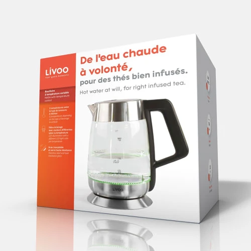 LIVOO Bouilloire à Température Variable En Verre Gris 8 LIVOO Bouilloire à Température Variable En Verre Gris – Image 6
