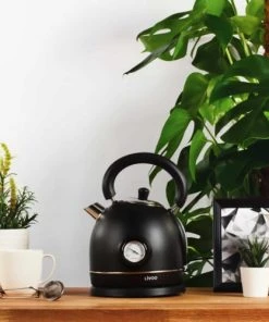 LIVOO Bouilloire Rétro Avec Thermomètre En Acier Inoxydable Noir -Chef&Sommelier-boutique bouilloire retro avec thermometre en acier inoxydable noir 2