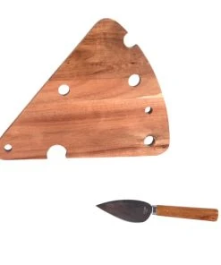 Table Passion Coffret à Fromage 2 Pièces ( Plateau + Couteau ) En Bois Marron