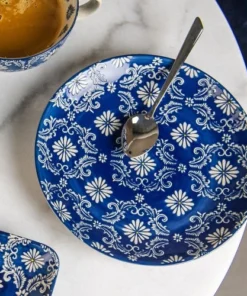 Table Passion Coffret De 4 Assiettes à Dessert 20 Cm En Grès Bleu -Chef&Sommelier-boutique coffret de 4 assiettes a dessert 20 cm en gres bleu 3