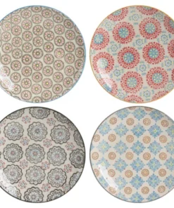 Table Passion Coffret De 4 Assiettes à Dessert 20 Cm En Grès Multicolore
