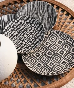 Table Passion Coffret De 4 Assiettes à Dessert 22 Cm En Grès Noir -Chef&Sommelier-boutique coffret de 4 assiettes a dessert 22 cm en gres noir 1